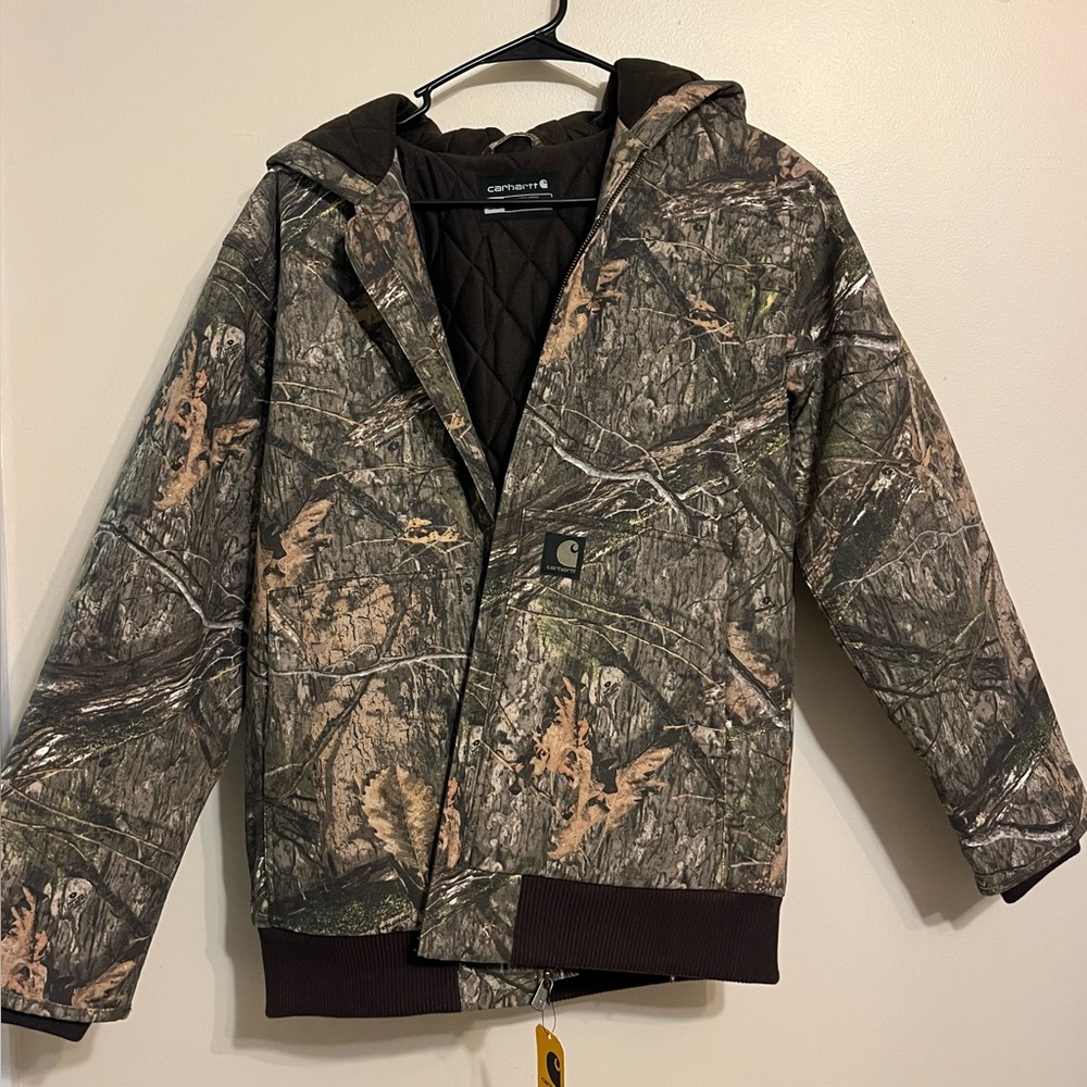 XL Carhartt Kids Canvas Insulated Hooded Camo Jacket